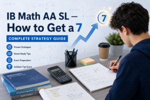 Complete strategy guide showing how to get a 7 in IB Math AA SL with study tips and exam preparation